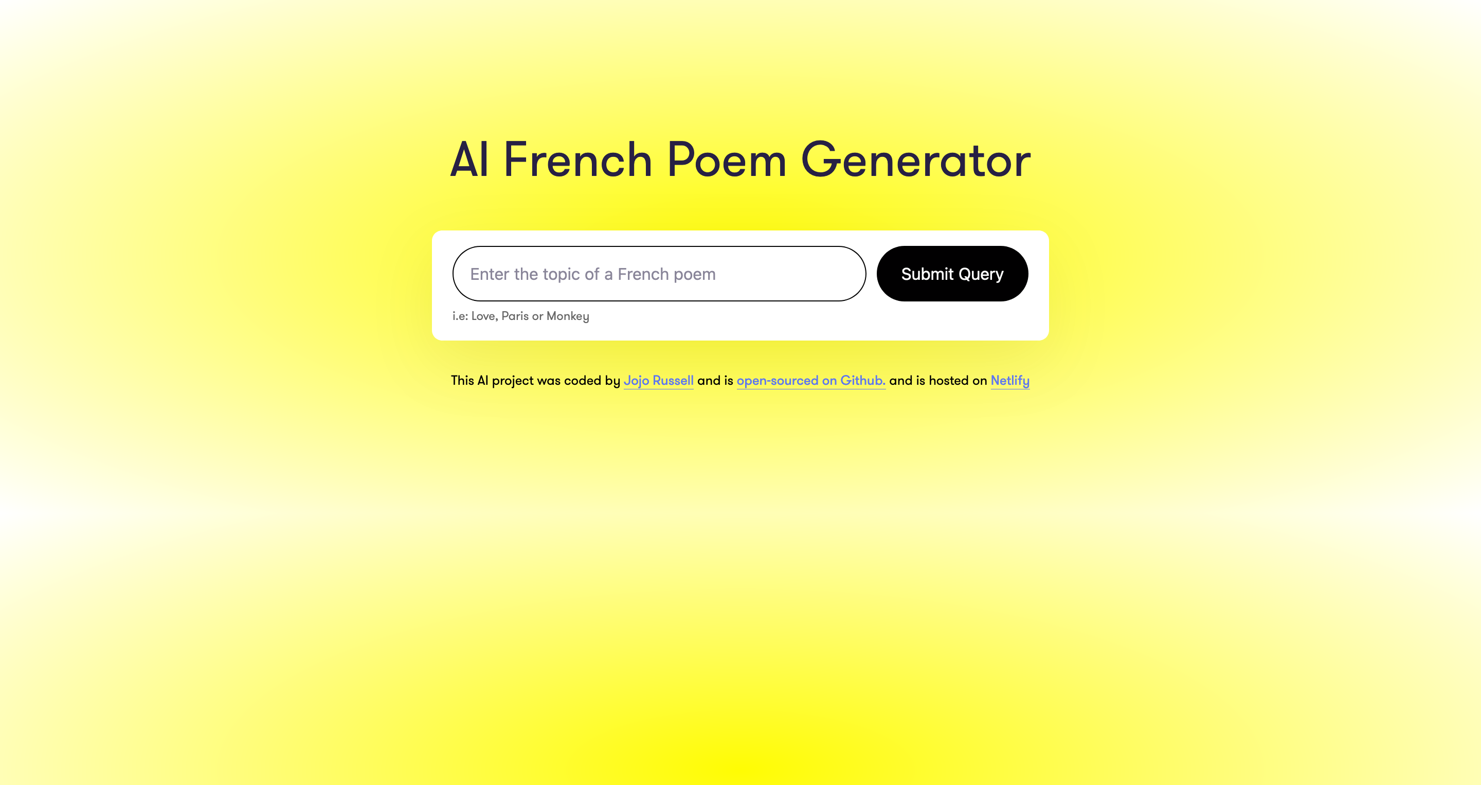 AI French poem generator app preview